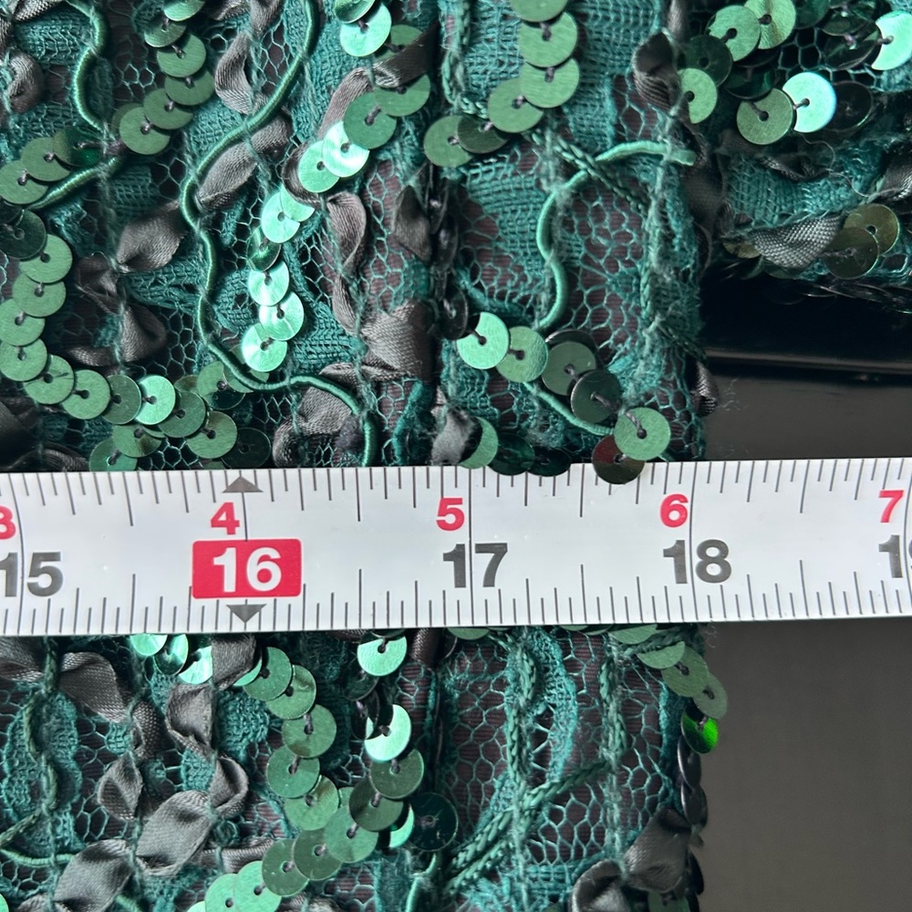 Karen Lawrence By Matthew Sequin Jacket Green 8 Vintage Gold Cord Detail Glam - Picture 12 of 15